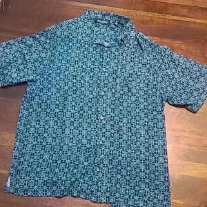 VINTAGE Mens XL  Brandini Polo Shirt Blue 100% Silk